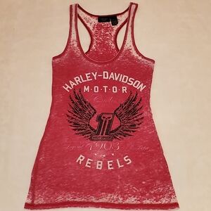 Harley Davidson XS Tall Dark Pink Burnout Racerback Tank